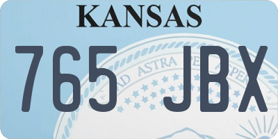 KS license plate 765JBX
