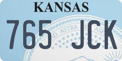 KS license plate 765JCK