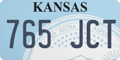 KS license plate 765JCT