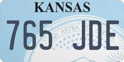 KS license plate 765JDE