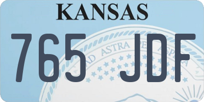 KS license plate 765JDF