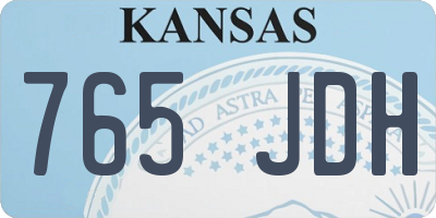 KS license plate 765JDH