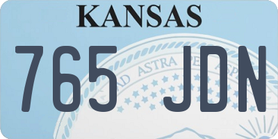 KS license plate 765JDN