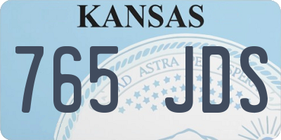 KS license plate 765JDS