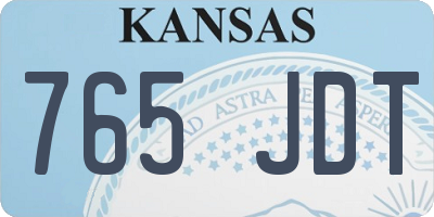 KS license plate 765JDT