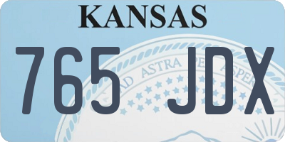 KS license plate 765JDX