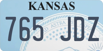 KS license plate 765JDZ