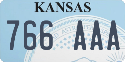 KS license plate 766AAA