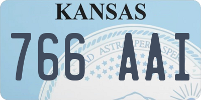 KS license plate 766AAI