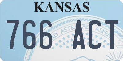 KS license plate 766ACT