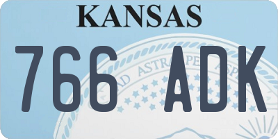 KS license plate 766ADK