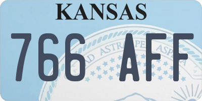 KS license plate 766AFF