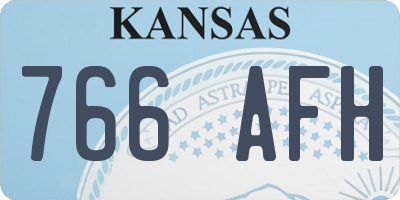 KS license plate 766AFH