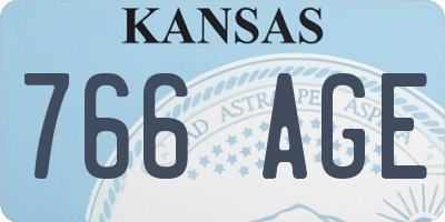 KS license plate 766AGE