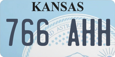KS license plate 766AHH