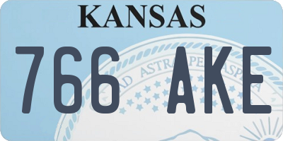 KS license plate 766AKE