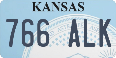 KS license plate 766ALK