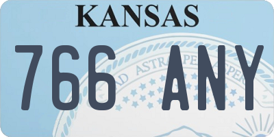 KS license plate 766ANY