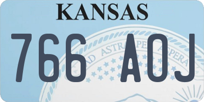 KS license plate 766AOJ