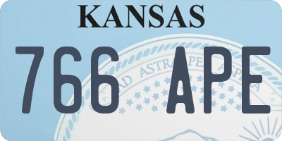 KS license plate 766APE