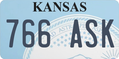 KS license plate 766ASK