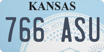 KS license plate 766ASU