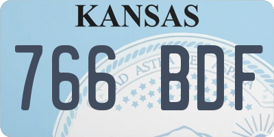 KS license plate 766BDF