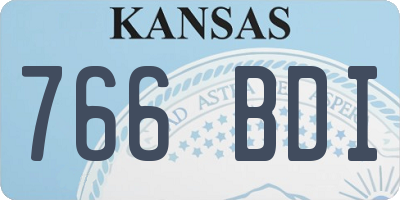 KS license plate 766BDI