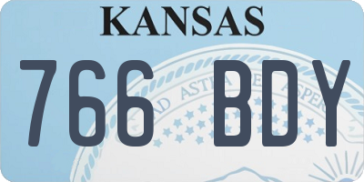 KS license plate 766BDY