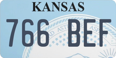 KS license plate 766BEF