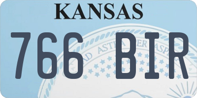 KS license plate 766BIR