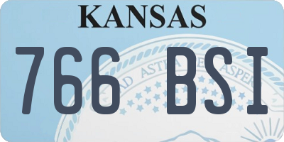 KS license plate 766BSI