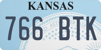 KS license plate 766BTK