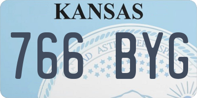 KS license plate 766BYG