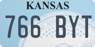 KS license plate 766BYT