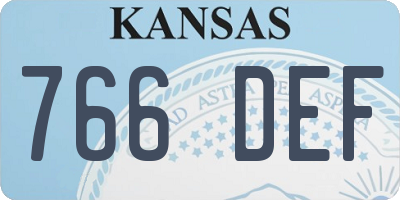 KS license plate 766DEF