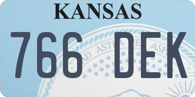 KS license plate 766DEK