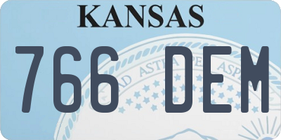 KS license plate 766DEM