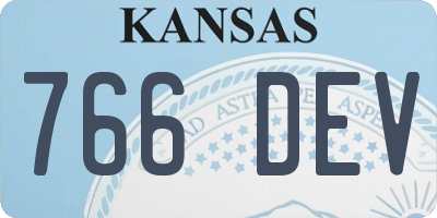 KS license plate 766DEV
