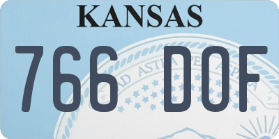 KS license plate 766DOF