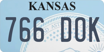 KS license plate 766DOK