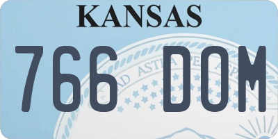 KS license plate 766DOM
