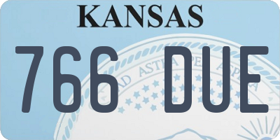 KS license plate 766DUE