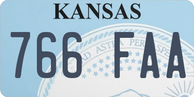 KS license plate 766FAA