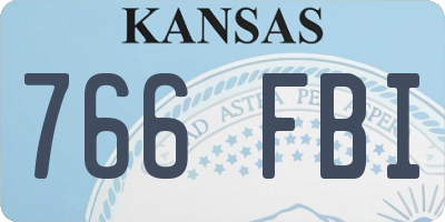 KS license plate 766FBI