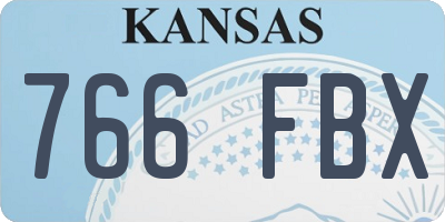 KS license plate 766FBX