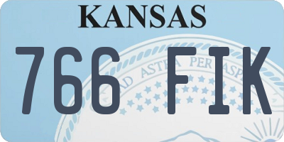KS license plate 766FIK