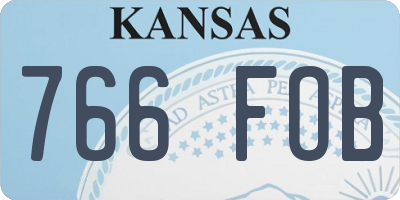 KS license plate 766FOB