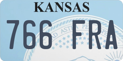 KS license plate 766FRA
