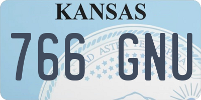KS license plate 766GNU